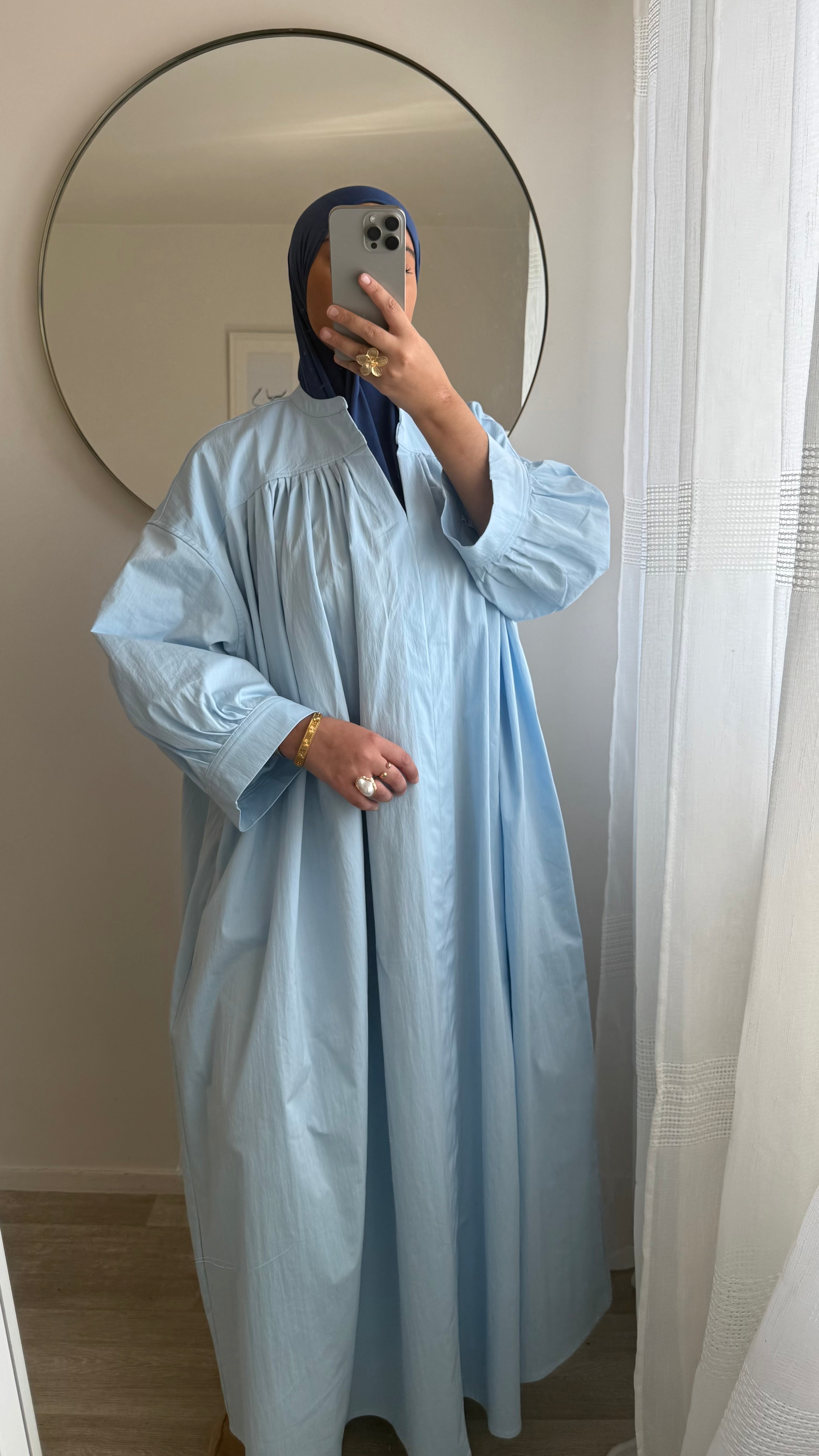 ROBE POPELINE DE COTON BLEU CIEL