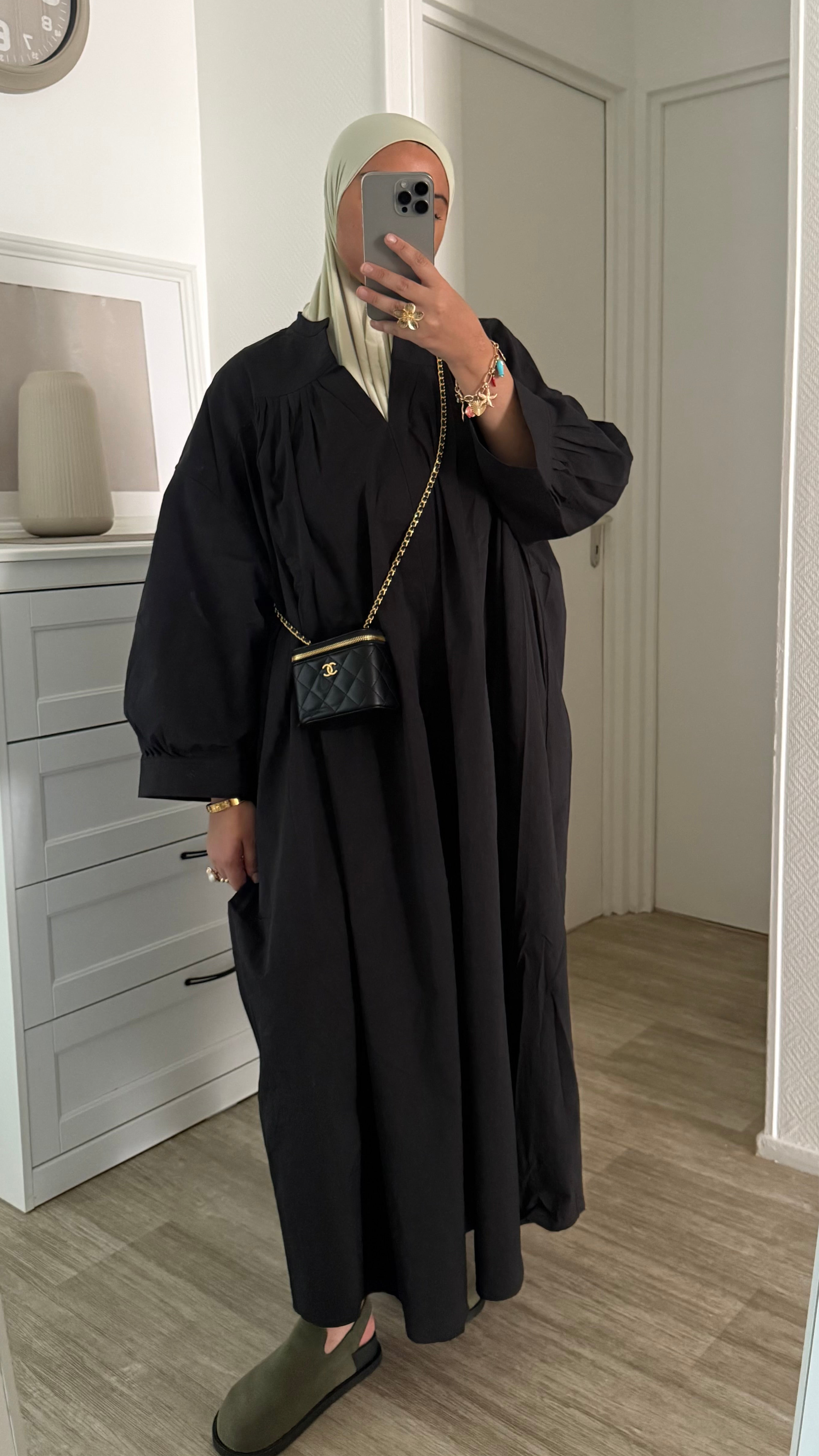 ROBE POPELINE DE COTON NOIR