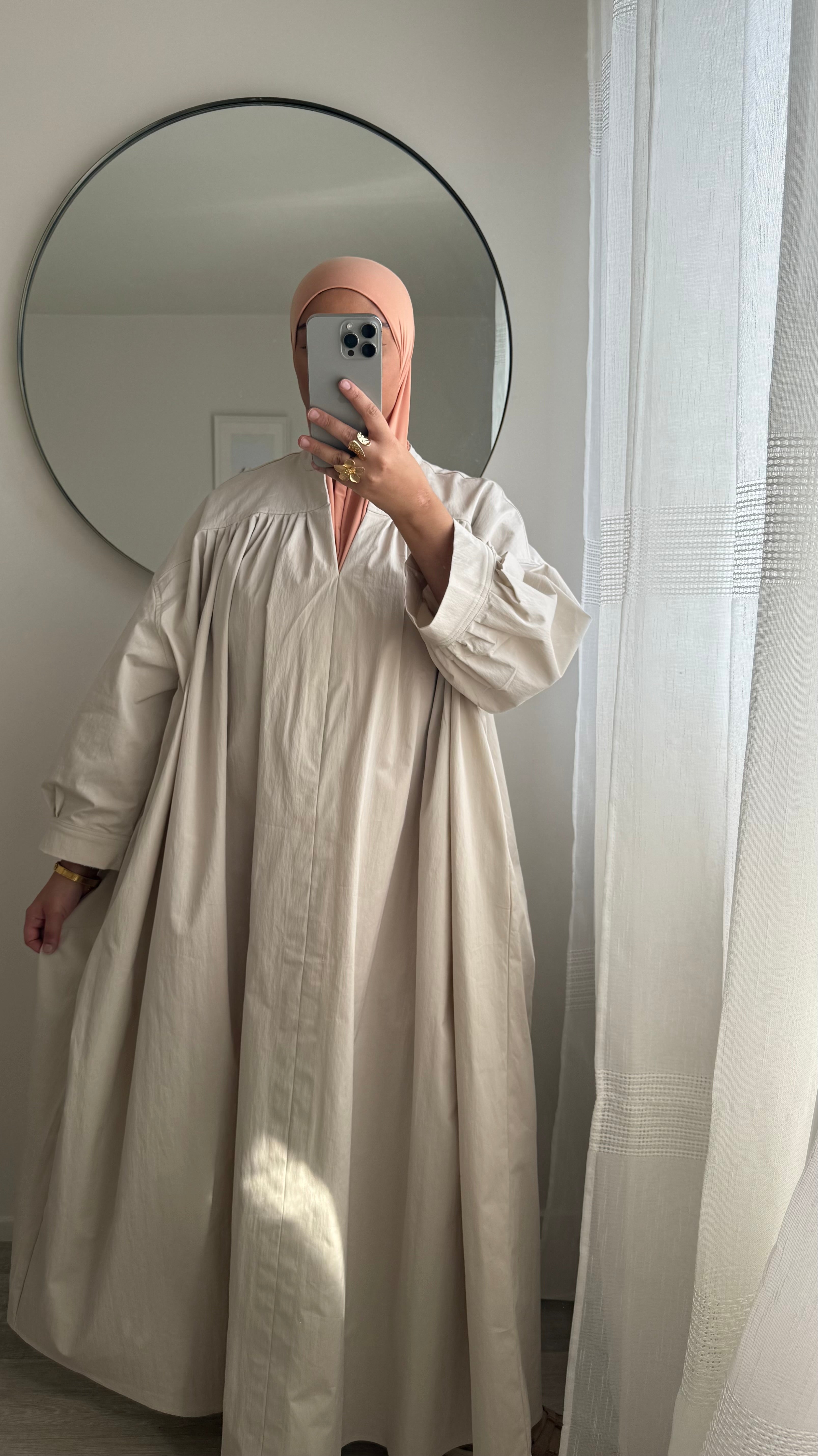 ROBE POPELINE DE COTON BEIGE