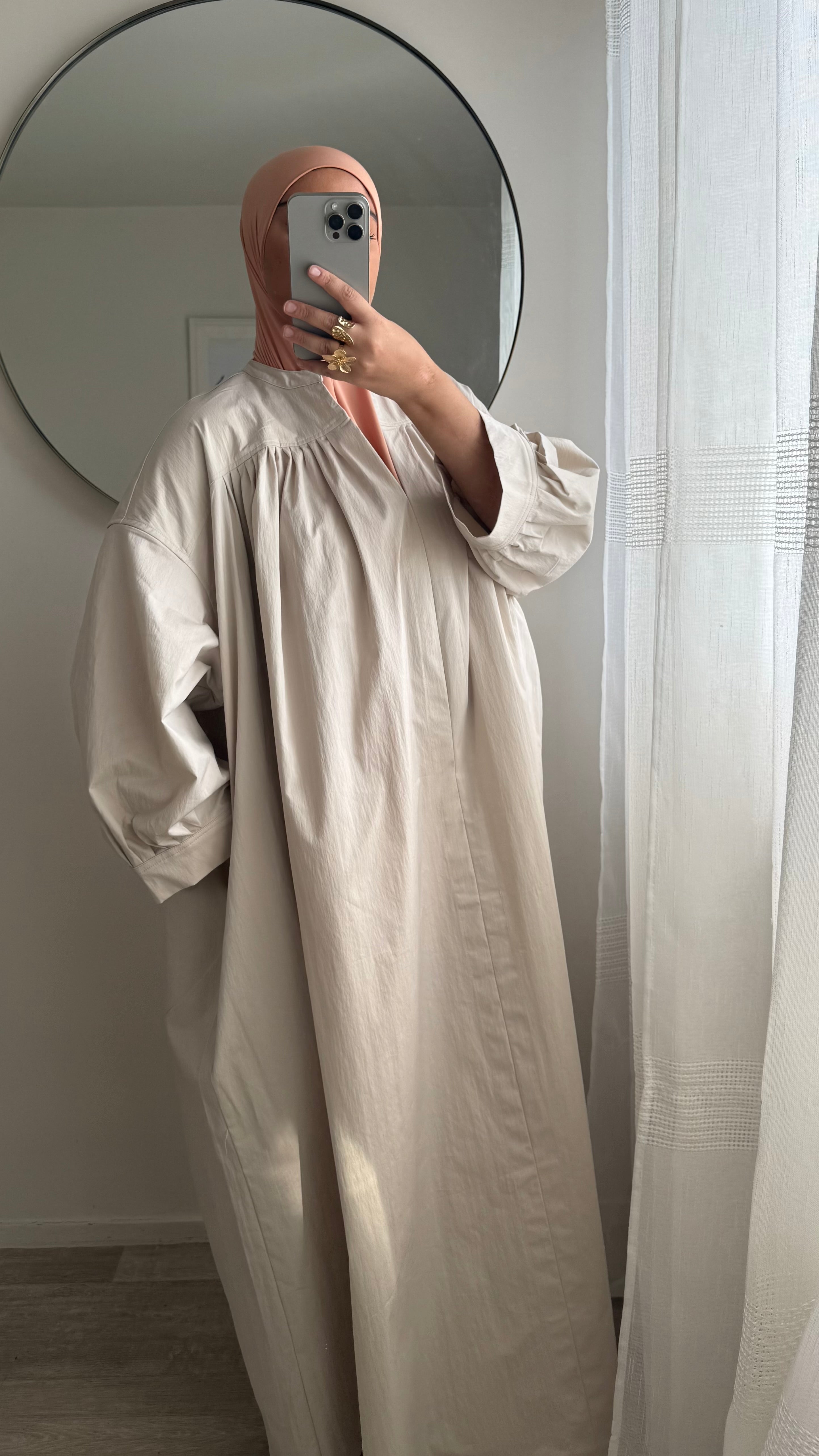 ROBE POPELINE DE COTON BEIGE