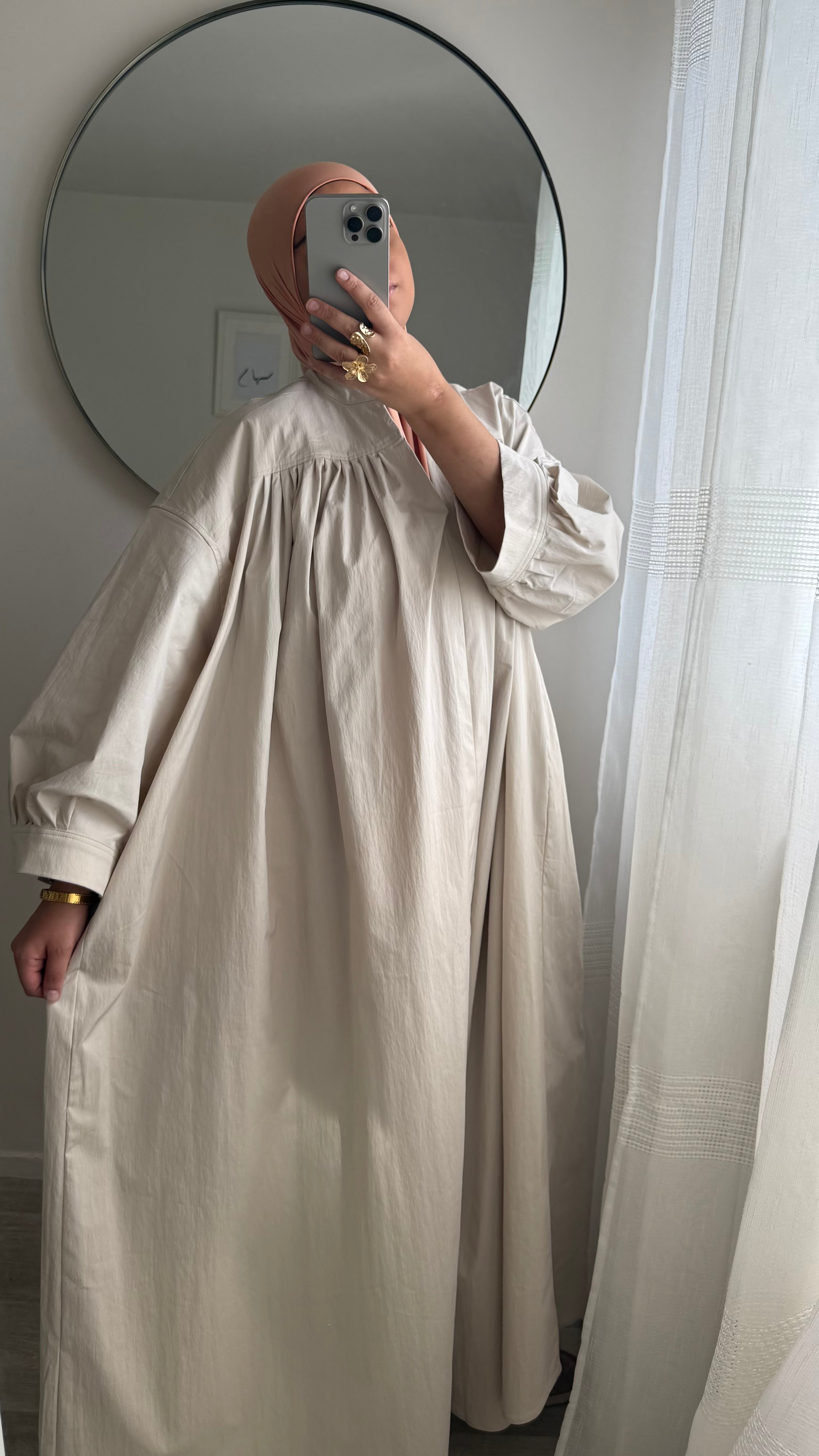 ROBE POPELINE DE COTON BEIGE