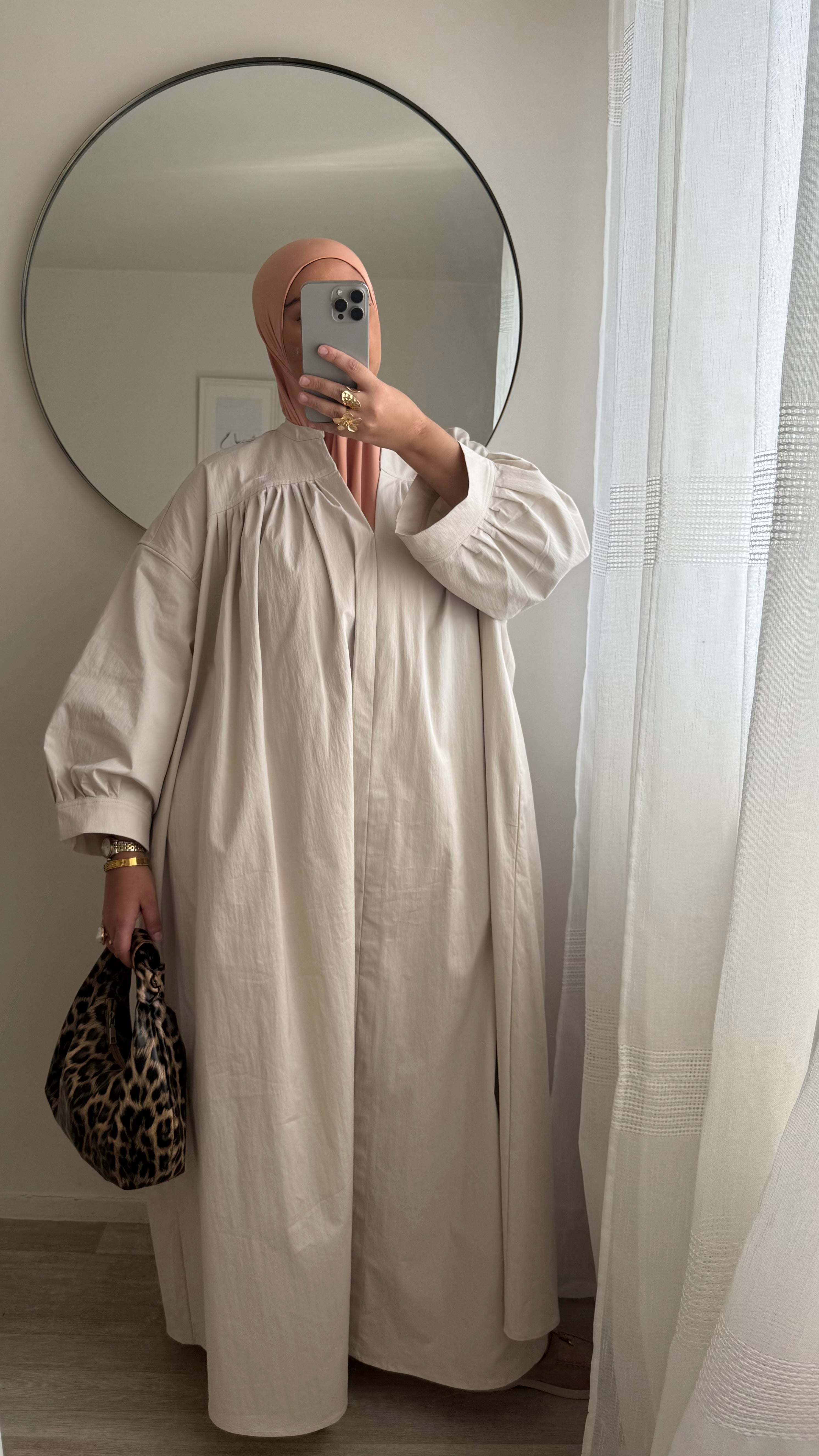 ROBE POPELINE DE COTON BEIGE