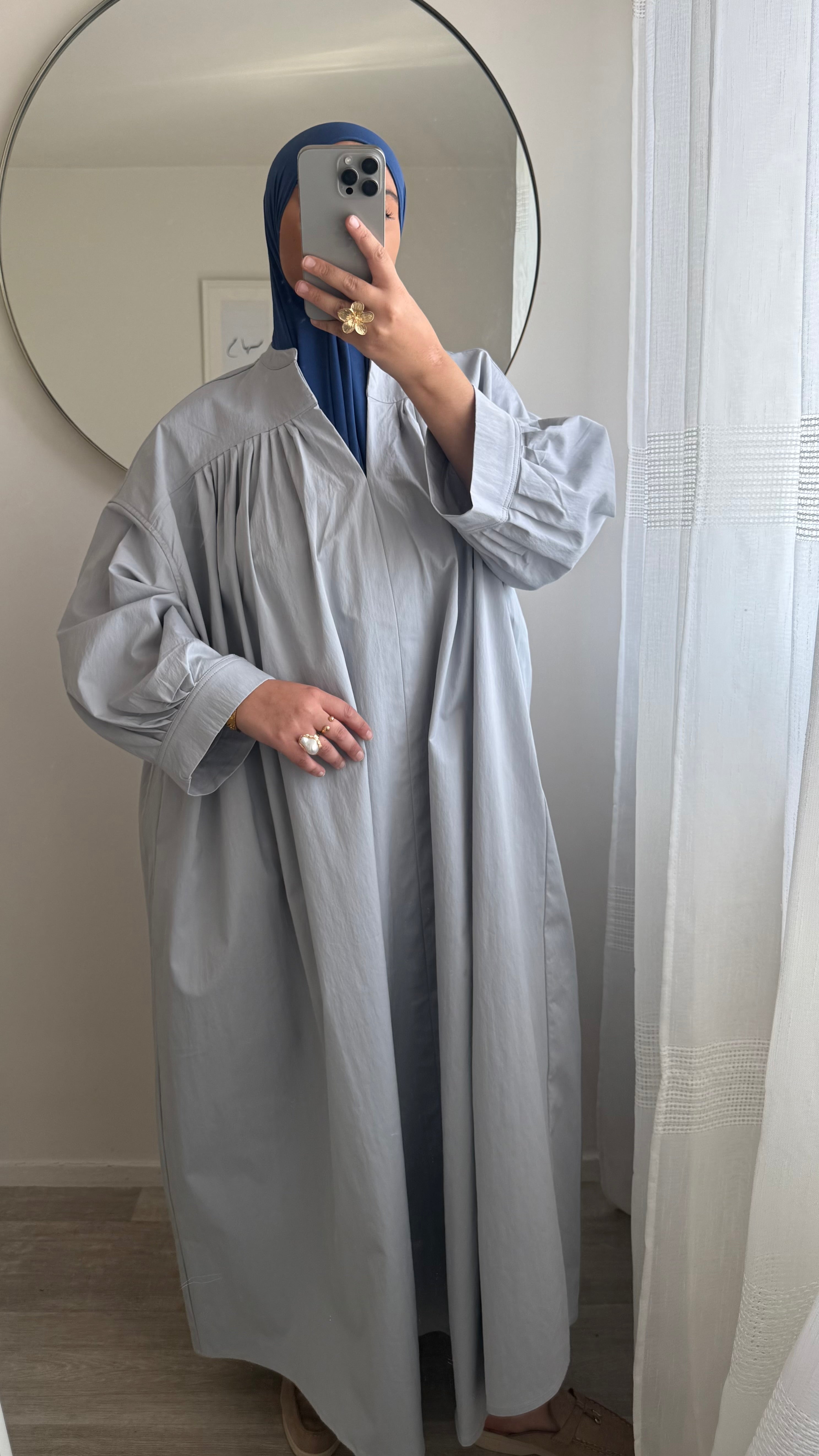 ROBE POPELINE DE COTON GRIS BLEUTÉ