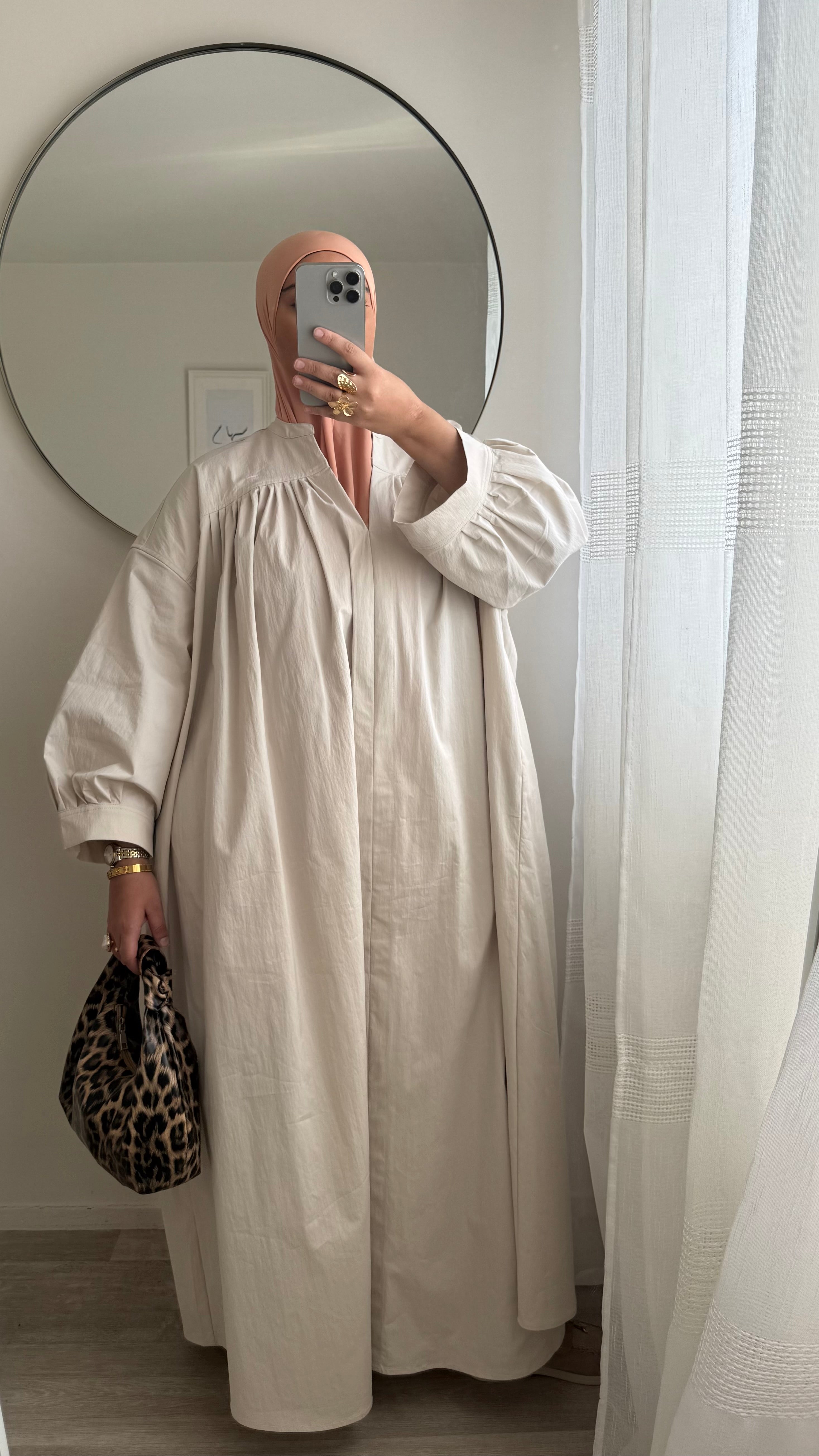 ROBE POPELINE DE COTON BEIGE