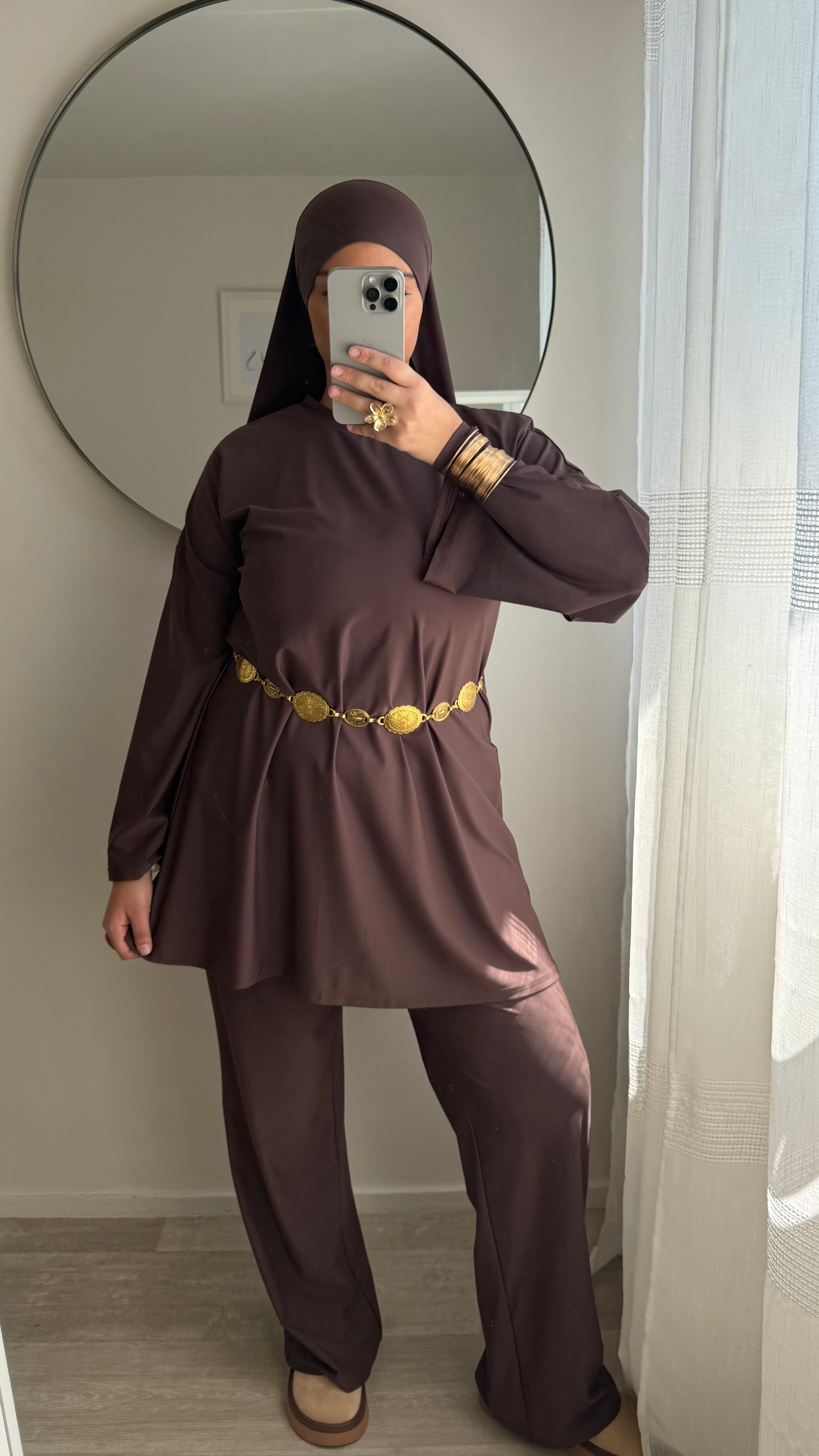 BURKINI 3 PIÈCES SANS NOEUD MARRON CHOCO