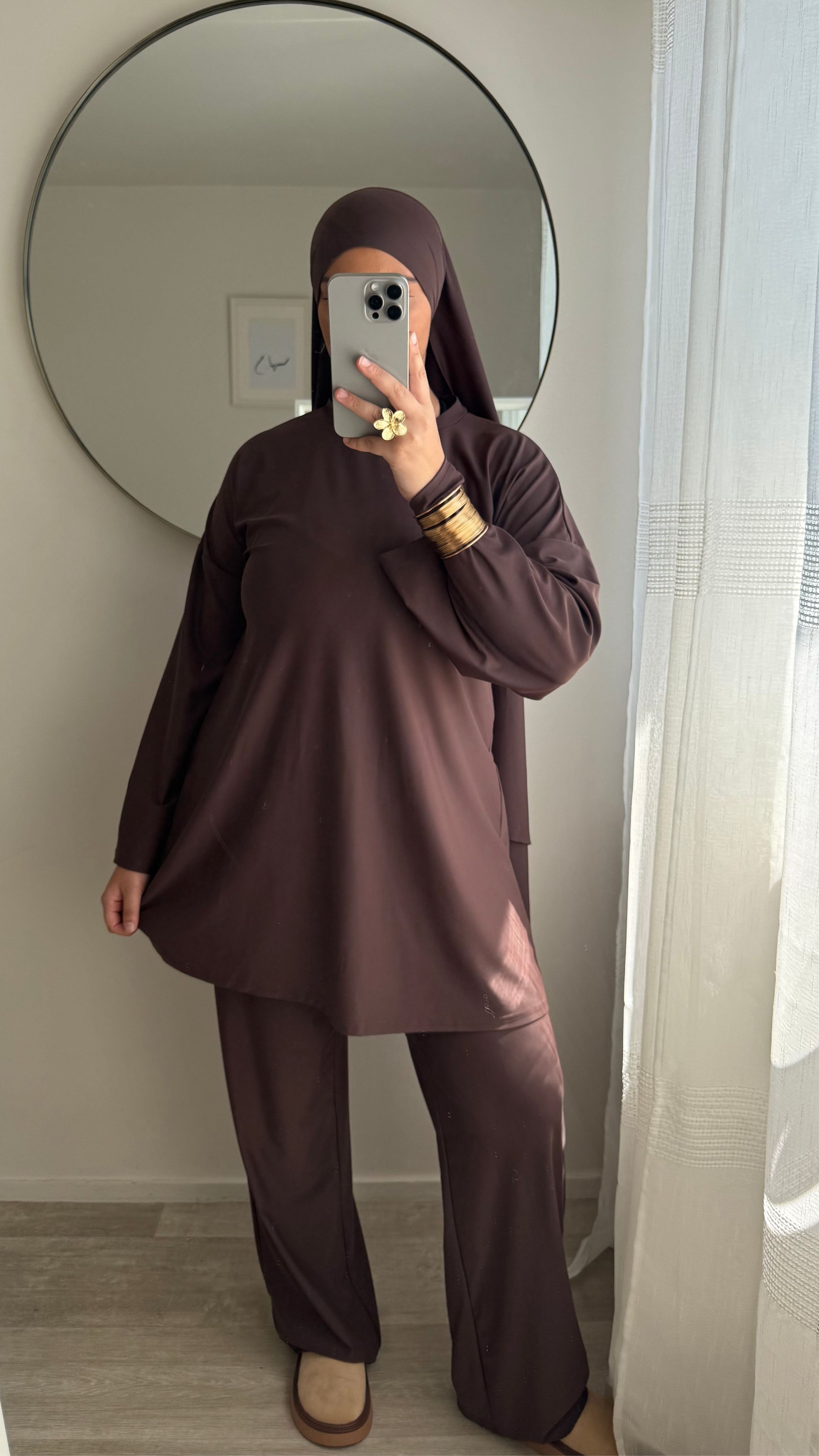 BURKINI 3 PIÈCES SANS NOEUD MARRON CHOCO